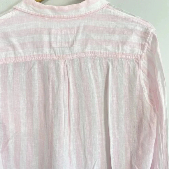 Rails Pink and White Striped Charli Linen Button Up Top - Picture 7 of 11